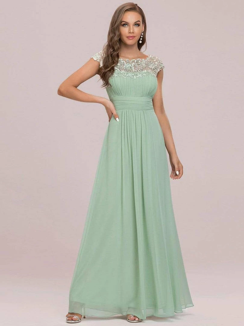 Ever-Pretty US Elegant Lace Cap Sleeve Maxi Long Chiffon Bridesmaid Dress 44 Ever-Pretty US Elegant Lace Cap Sleeve Maxi Long Chiffon Bridesmaid Dress