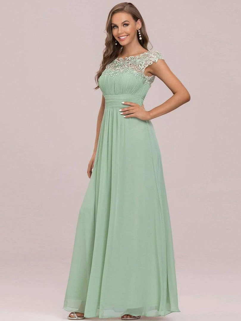 Ever-Pretty US Elegant Lace Cap Sleeve Maxi Long Chiffon Bridesmaid Dress 46 Ever-Pretty US Elegant Lace Cap Sleeve Maxi Long Chiffon Bridesmaid Dress