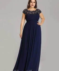 Ever-Pretty US Plus Size Maxi Long Formal Lace Cap Sleeve Evening Dress 91 Ever-Pretty US Plus Size Maxi Long Formal Lace Cap Sleeve Evening Dress