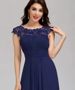 Ever-Pretty US Elegant Maxi Long Lace Bridesmaid Dress With Cap Sleeve Prom Dresses
