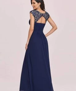 Ever-Pretty US Elegant Maxi Long Lace Bridesmaid Dress With Cap Sleeve Prom Dresses