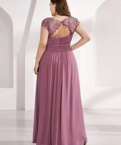 Ever-Pretty US Elegant Lace Cap Sleeve Maxi Long Chiffon Bridesmaid Dress 72 Ever-Pretty US Elegant Lace Cap Sleeve Maxi Long Chiffon Bridesmaid Dress