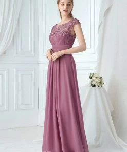 Ever-Pretty US Elegant Lace Cap Sleeve Maxi Long Chiffon Bridesmaid Dress 69 Ever-Pretty US Elegant Lace Cap Sleeve Maxi Long Chiffon Bridesmaid Dress