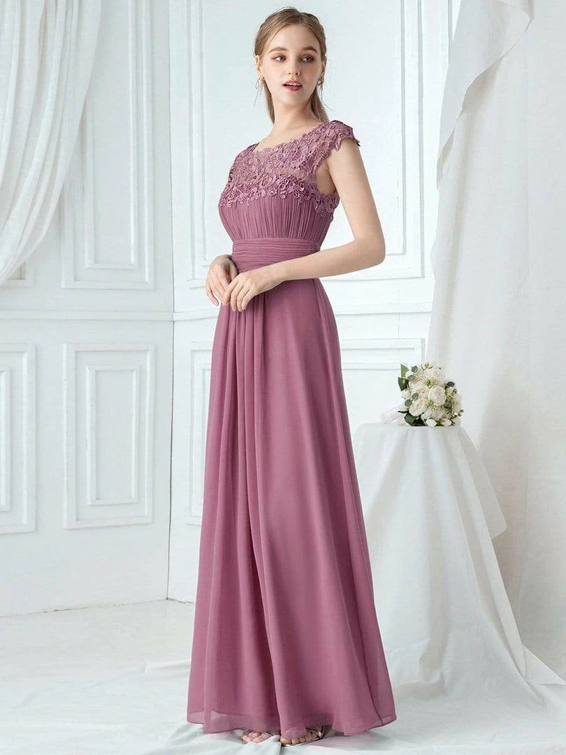 Ever-Pretty US Elegant Lace Cap Sleeve Maxi Long Chiffon Bridesmaid Dress 14 Ever-Pretty US Elegant Lace Cap Sleeve Maxi Long Chiffon Bridesmaid Dress