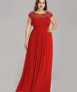 Ever-Pretty US Plus Size Maxi Long Formal Lace Cap Sleeve Evening Dress 97 Ever-Pretty US Plus Size Maxi Long Formal Lace Cap Sleeve Evening Dress