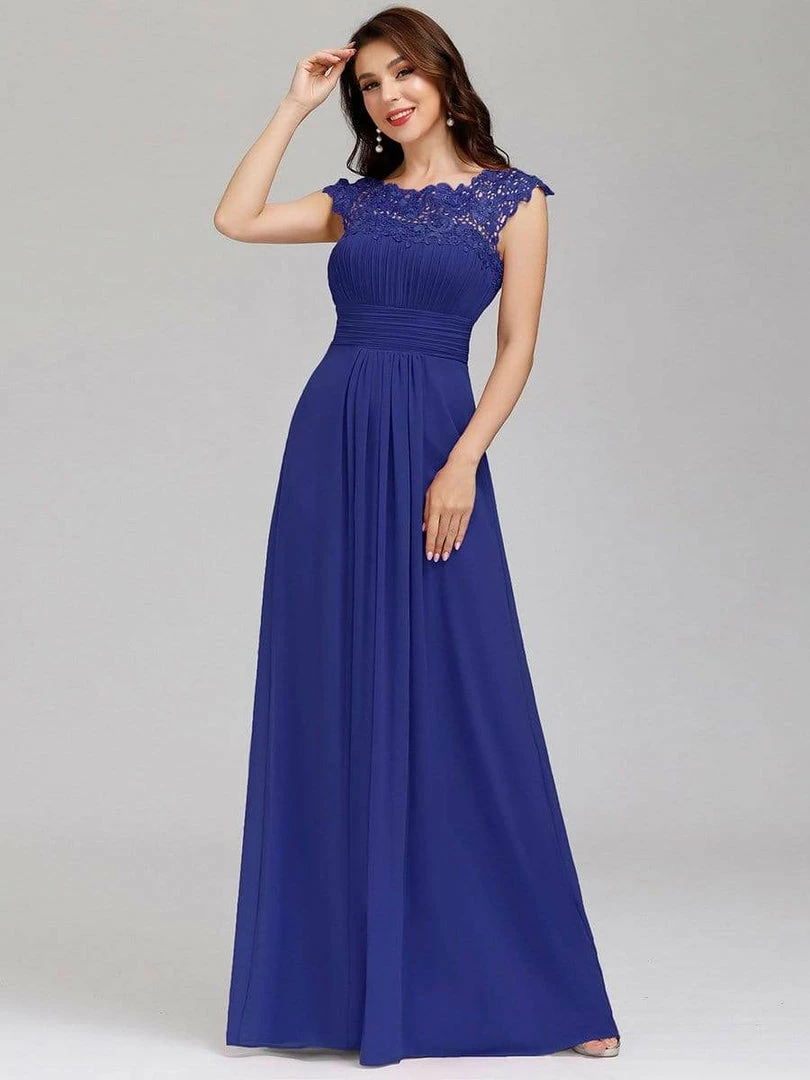 Ever-Pretty US Elegant Lace Cap Sleeve Maxi Long Chiffon Bridesmaid Dress 52 Ever-Pretty US Elegant Lace Cap Sleeve Maxi Long Chiffon Bridesmaid Dress