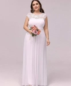 Ever-Pretty US Elegant Maxi Long Lace Bridesmaid Dress With Cap Sleeve Prom Dresses