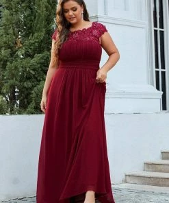 Ever-Pretty US Prom Dresses Plus Size Elegant Maxi Long Lace Cap Sleeve Bridesmaid Dress