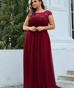 Ever-Pretty US Prom Dresses Plus Size Elegant Maxi Long Lace Cap Sleeve Bridesmaid Dress 108 Ever-Pretty US Prom Dresses Plus Size Elegant Maxi Long Lace Cap Sleeve Bridesmaid Dress