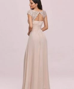 Ever-Pretty US SHOP BY OCCASION Elegant Maxi Long Lace Cap Sleeve Bridesmaid Dress