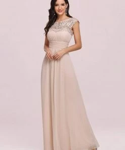 Ever-Pretty US SHOP BY OCCASION Elegant Maxi Long Lace Cap Sleeve Bridesmaid Dress