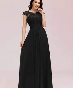 Ever-Pretty US SHOP BY OCCASION Elegant Maxi Long Lace Cap Sleeve Bridesmaid Dress