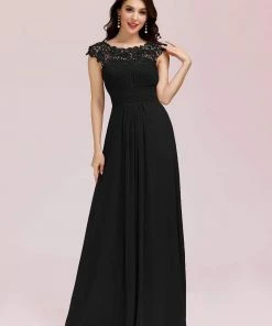 Ever-Pretty US SHOP BY OCCASION Elegant Maxi Long Lace Cap Sleeve Bridesmaid Dress