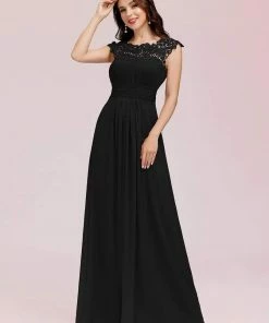 Ever-Pretty US SHOP BY OCCASION Elegant Maxi Long Lace Cap Sleeve Bridesmaid Dress