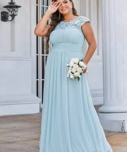 Ever-Pretty US Prom Dresses Plus Size Elegant Maxi Long Lace Cap Sleeve Bridesmaid Dress 117 Ever-Pretty US Prom Dresses Plus Size Elegant Maxi Long Lace Cap Sleeve Bridesmaid Dress