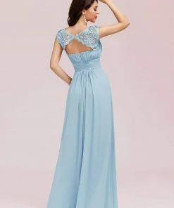 Ever-Pretty US SHOP BY OCCASION Elegant Maxi Long Lace Cap Sleeve Bridesmaid Dress