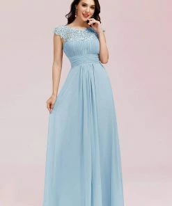 Ever-Pretty US SHOP BY OCCASION Elegant Maxi Long Lace Cap Sleeve Bridesmaid Dress