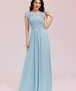 Ever-Pretty US SHOP BY OCCASION Elegant Maxi Long Lace Cap Sleeve Bridesmaid Dress