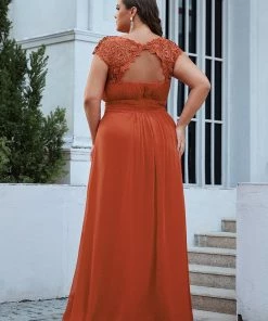 Ever-Pretty US Prom Dresses Plus Size Elegant Maxi Long Lace Cap Sleeve Bridesmaid Dress 161 Ever-Pretty US Prom Dresses Plus Size Elegant Maxi Long Lace Cap Sleeve Bridesmaid Dress