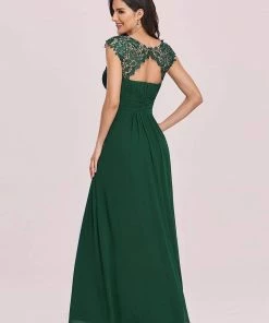Ever-Pretty US SHOP BY OCCASION Elegant Maxi Long Lace Cap Sleeve Bridesmaid Dress