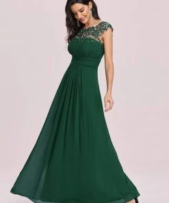 Ever-Pretty US SHOP BY OCCASION Elegant Maxi Long Lace Cap Sleeve Bridesmaid Dress