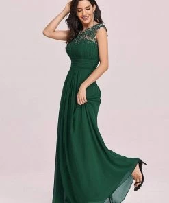 Ever-Pretty US SHOP BY OCCASION Elegant Maxi Long Lace Cap Sleeve Bridesmaid Dress