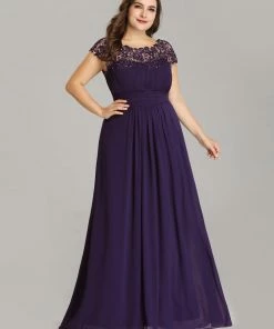 Ever-Pretty US Maxi Lace Cap Sleeve Long Formal Evening Dress