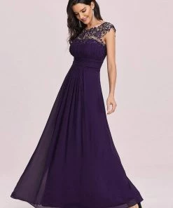 Ever-Pretty US Classic Maxi Long Lace Cap Sleeve Bridesmaid Dress