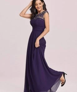 Ever-Pretty US Classic Maxi Long Lace Cap Sleeve Bridesmaid Dress