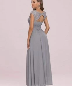 Ever-Pretty US Classic Maxi Long Lace Cap Sleeve Bridesmaid Dress