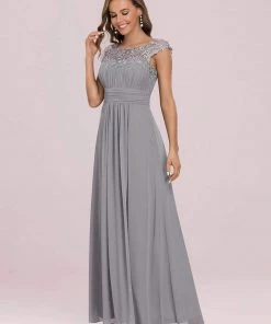 Ever-Pretty US Classic Maxi Long Lace Cap Sleeve Bridesmaid Dress