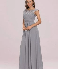 Ever-Pretty US Classic Maxi Long Lace Cap Sleeve Bridesmaid Dress