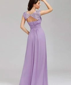 Ever-Pretty US Classic Maxi Long Lace Cap Sleeve Bridesmaid Dress
