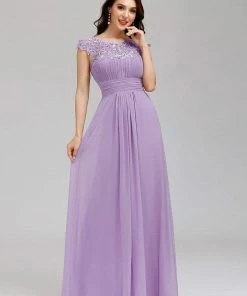 Ever-Pretty US Classic Maxi Long Lace Cap Sleeve Bridesmaid Dress