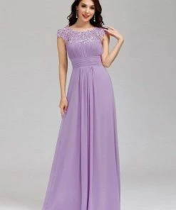 Ever-Pretty US Classic Maxi Long Lace Cap Sleeve Bridesmaid Dress