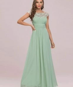 Ever-Pretty US Classic Maxi Long Lace Cap Sleeve Bridesmaid Dress