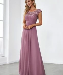 Ever-Pretty US Maxi Lace Cap Sleeve Long Formal Evening Dress