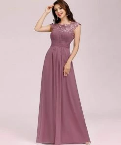 Ever-Pretty US SHOP BY OCCASION Elegant Maxi Long Lace Cap Sleeve Bridesmaid Dress