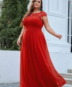 Ever-Pretty US Prom Dresses Plus Size Elegant Maxi Long Lace Cap Sleeve Bridesmaid Dress 131 Ever-Pretty US Prom Dresses Plus Size Elegant Maxi Long Lace Cap Sleeve Bridesmaid Dress