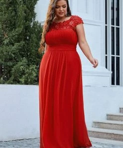 Ever-Pretty US Prom Dresses Plus Size Elegant Maxi Long Lace Cap Sleeve Bridesmaid Dress 132 Ever-Pretty US Prom Dresses Plus Size Elegant Maxi Long Lace Cap Sleeve Bridesmaid Dress