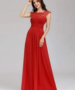Ever-Pretty US Classic Maxi Long Lace Cap Sleeve Bridesmaid Dress