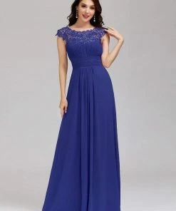 Ever-Pretty US Classic Maxi Long Lace Cap Sleeve Bridesmaid Dress