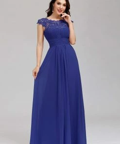 Ever-Pretty US Classic Maxi Long Lace Cap Sleeve Bridesmaid Dress