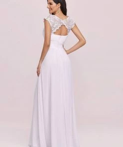 Ever-Pretty US Elegant Maxi Long Lace Cap Sleeve Wedding Dress