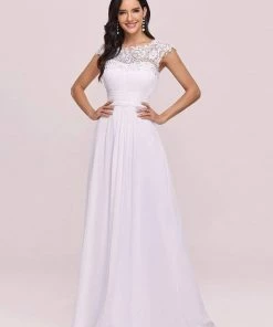 Ever-Pretty US Classic Maxi Long Lace Cap Sleeve Bridesmaid Dress