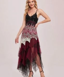 Ever-Pretty US Women's V Neck Multi Color Asymmetrical Hems Prom Dress SHOP BY OCCASION