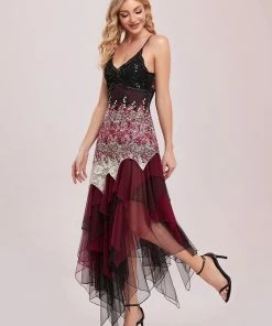 Ever-Pretty US Women's V Neck Multi Color Asymmetrical Hems Prom Dress SHOP BY OCCASION