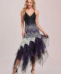 Ever-Pretty US Women's V Neck Multi Color Asymmetrical Hems Prom Dress SHOP BY OCCASION