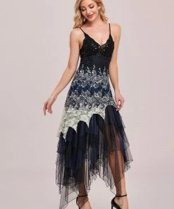 Ever-Pretty US Women's V Neck Multi Color Asymmetrical Hems Prom Dress SHOP BY OCCASION