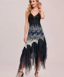 Ever-Pretty US Women's V Neck Multi Color Asymmetrical Hems Prom Dress SHOP BY OCCASION